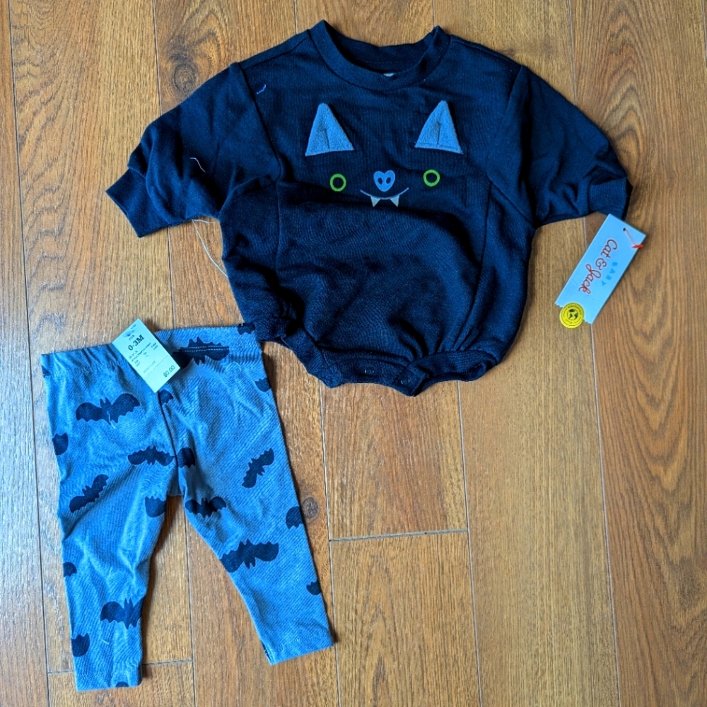 Cat & Jack Baby Bat Outfit Set 0-3M NWT